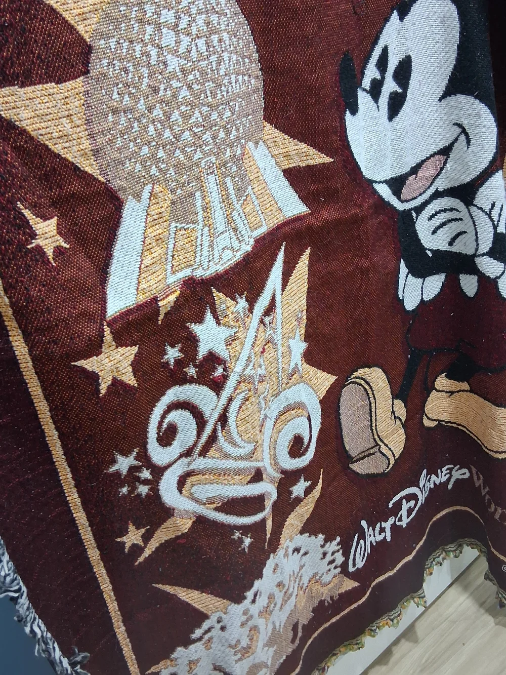 Walt Disney Mickey Mouse Burgundy  Throw Blanket